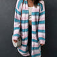 Striped Pocket Design Longline Knit Cardigan