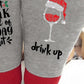 1Pair Christmas Wine Glass Letter Print Socks