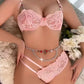 Chain Decor Lace Lingerie Set