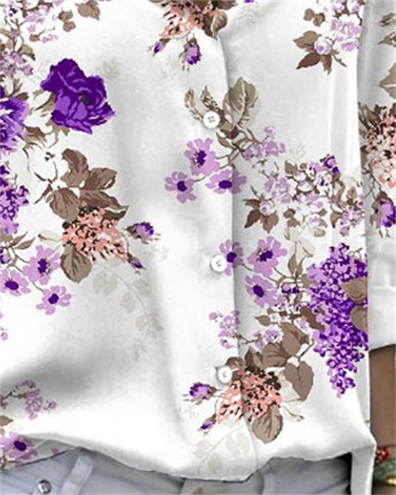 Floral Print Long Sleeve Button Down Shirt