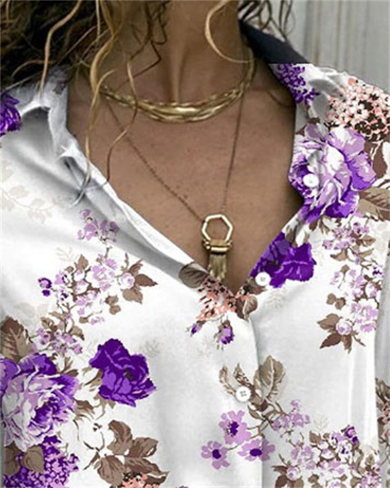 Floral Print Long Sleeve Button Down Shirt