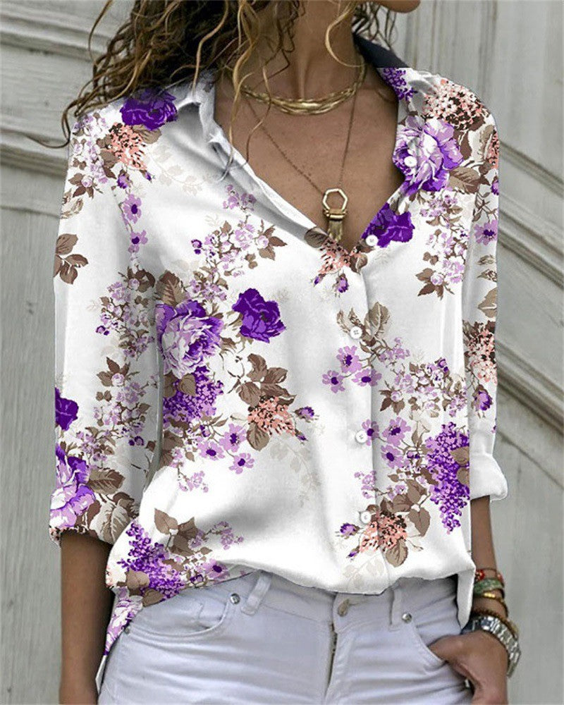Floral Print Long Sleeve Button Down Shirt