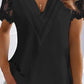 Lace Patch Ruched V Neck Top