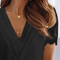 Lace Patch Ruched V Neck Top