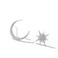 1Pair Rhinestone Moon Star Shaped Earrings