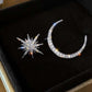 1Pair Rhinestone Moon Star Shaped Earrings