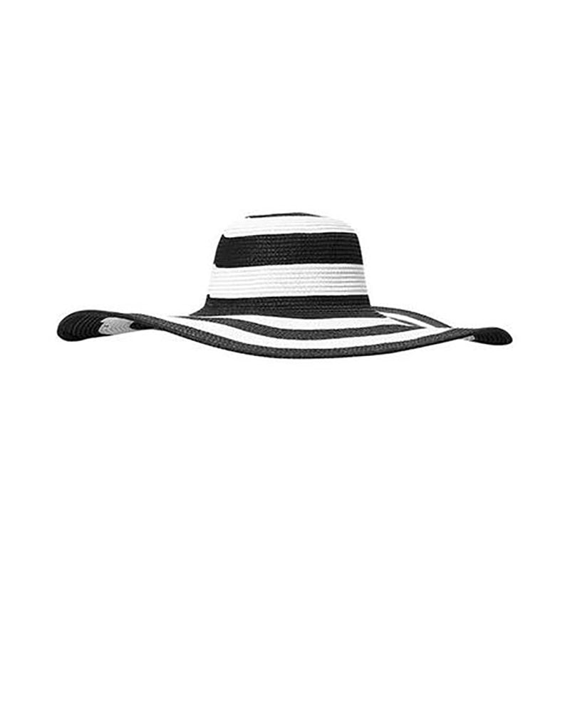 Wide Brim Striped Colorblock Straw Hat