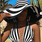 Wide Brim Striped Colorblock Straw Hat