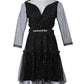 Contrast Mesh Frill Hem Polka Dot Pattern Party Dress