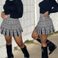 Geometric Print Long Sleeve Top & Pleated Skirt Set