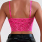 Feather Detail Lace Fishbone Corset Top