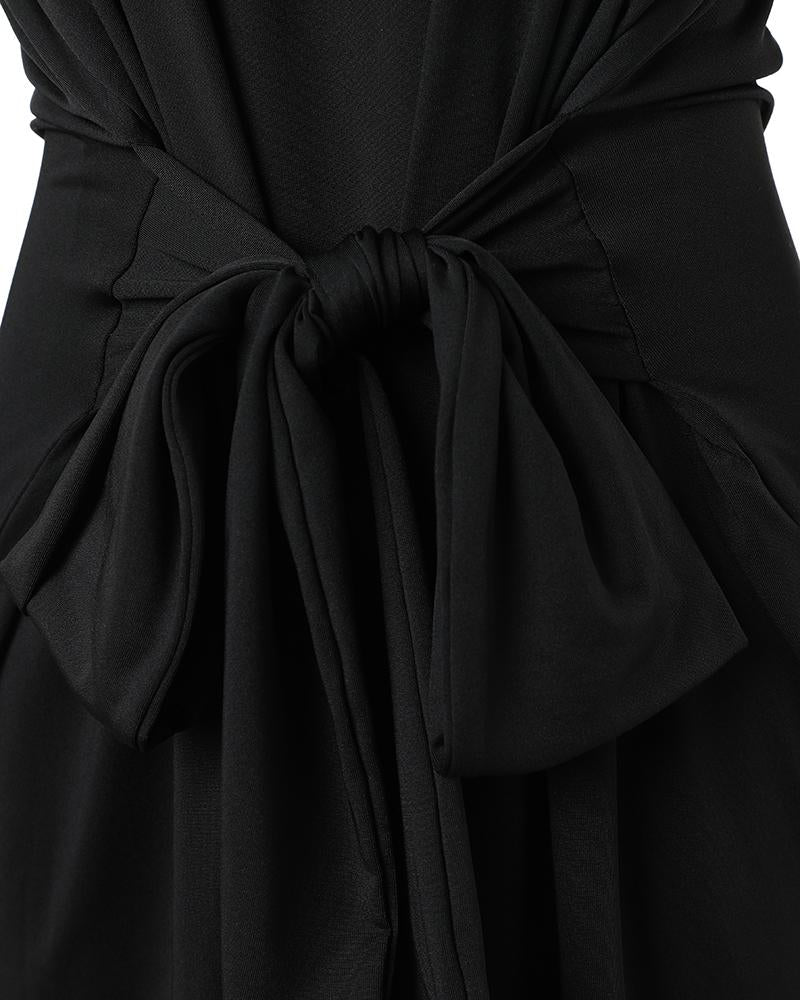 Knotted Side Slit Casual Dress
