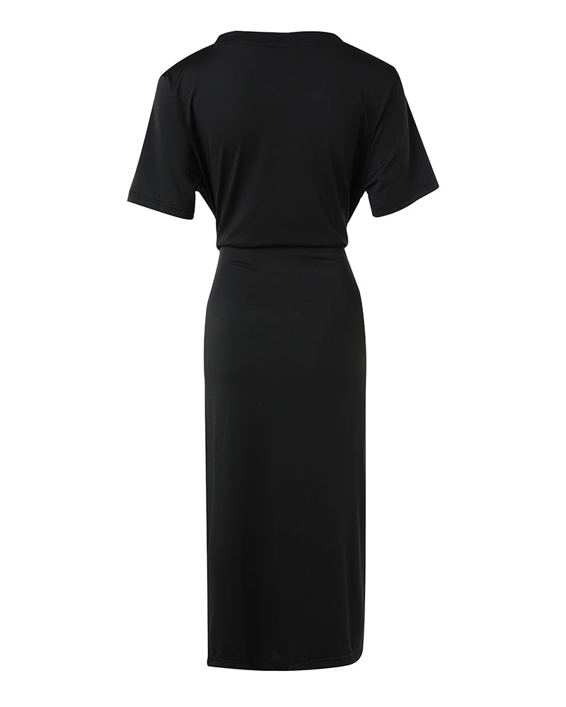 Knotted Side Slit Casual Dress