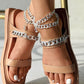 Double Strap Chain Decor Slippers
