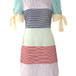 Striped Print Colorblock Off Shoulder Casual Dress