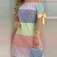 Striped Print Colorblock Off Shoulder Casual Dress
