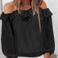 Rose Detail Ruffle Hem Off Shoulder Top