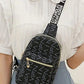 Letter Pattern Zipper Design Crossbody Shoulder Bag