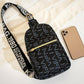 Letter Pattern Zipper Design Crossbody Shoulder Bag