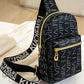 Letter Pattern Zipper Design Crossbody Shoulder Bag