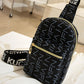Letter Pattern Zipper Design Crossbody Shoulder Bag