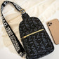 Letter Pattern Zipper Design Crossbody Shoulder Bag