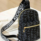 Letter Pattern Zipper Design Crossbody Shoulder Bag