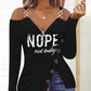 Letter Print Zip Detail Cold Shoulder Top