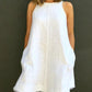 Sleeveless Pocket Design Raw Hem Casual Dress