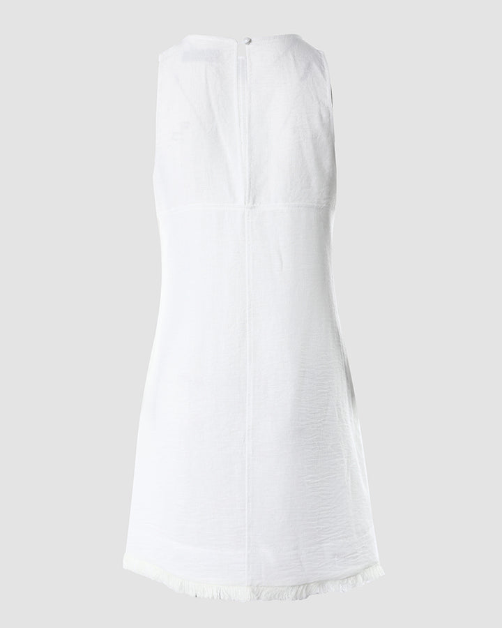Sleeveless Pocket Design Raw Hem Casual Dress