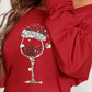 Christmas Wine Glass Print Drawstring Ruched Sweatshirt Dress