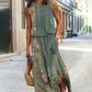 Floral Tribal Print Sleeveless Slit Casual Dress