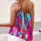 Multi Color Abstract Print Chain Decor Flowy Cami Top