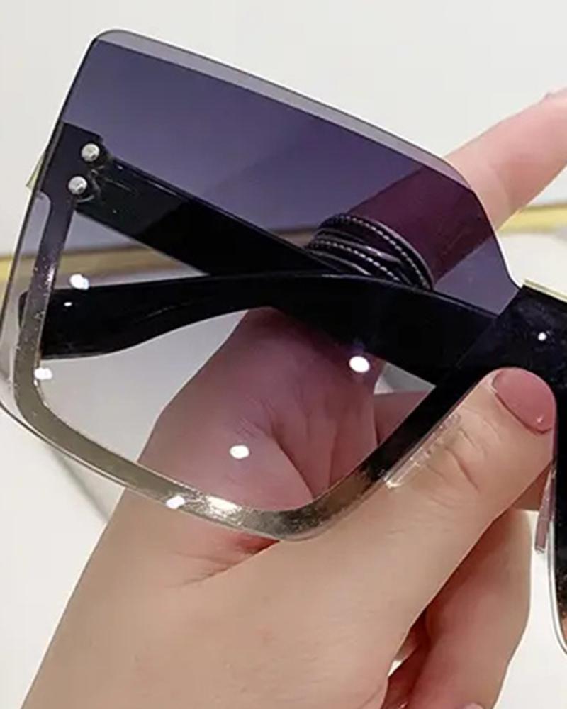 1Pair Vintage Large Trendy Rimless Shades Square Sunglasses