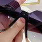 1Pair Vintage Large Trendy Rimless Shades Square Sunglasses