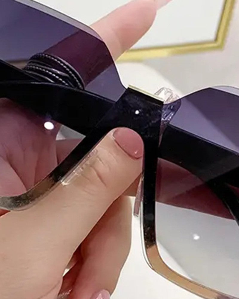 1Pair Vintage Large Trendy Rimless Shades Square Sunglasses