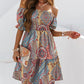 Puff Sleeve Off Shoulder Paisley Print Swing Dress