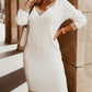 Contrast Paneled V Neck Long Sleeve Dress