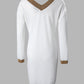 Contrast Paneled V Neck Long Sleeve Dress