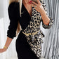 Cheetah Print Puff Sleeve Ruffles Work Dress