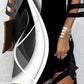 Abstract Print Colorblock Cold Shoulder Contrast Mesh Casual Dress