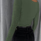 Ruched Long Sleeve U Neck Top