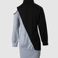 Colorblock Buttoned Long Sleeve Wrap Casual Dress