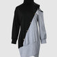 Colorblock Buttoned Long Sleeve Wrap Casual Dress