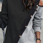 Colorblock Buttoned Long Sleeve Wrap Casual Dress