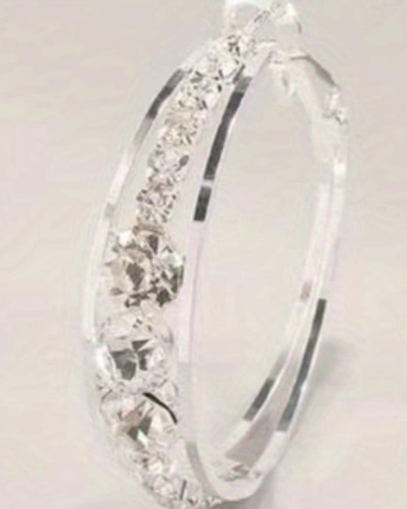 1Pair Exquisite Rhinestone Decor Large Circle Hoop Earrings