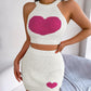 Heart Pattern Tank Top & High Waist Skirt Set
