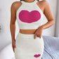 Heart Pattern Tank Top & High Waist Skirt Set