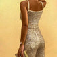 Allover Sequin Buckled Tied Detail Jumpsuit