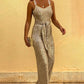 Allover Sequin Buckled Tied Detail Jumpsuit